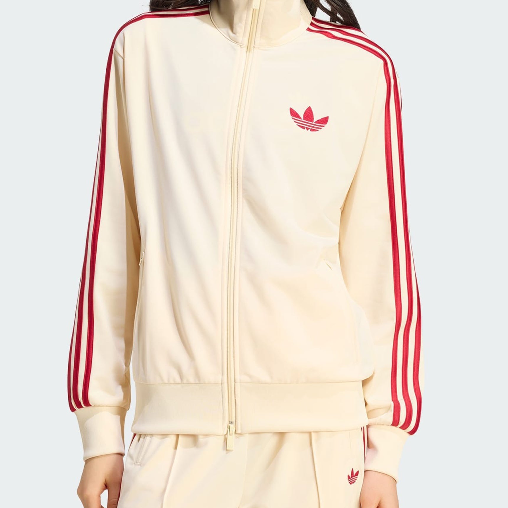 Felpa Adidas Firebird larga KS4674 Warm Vanilla / Team Victory Red