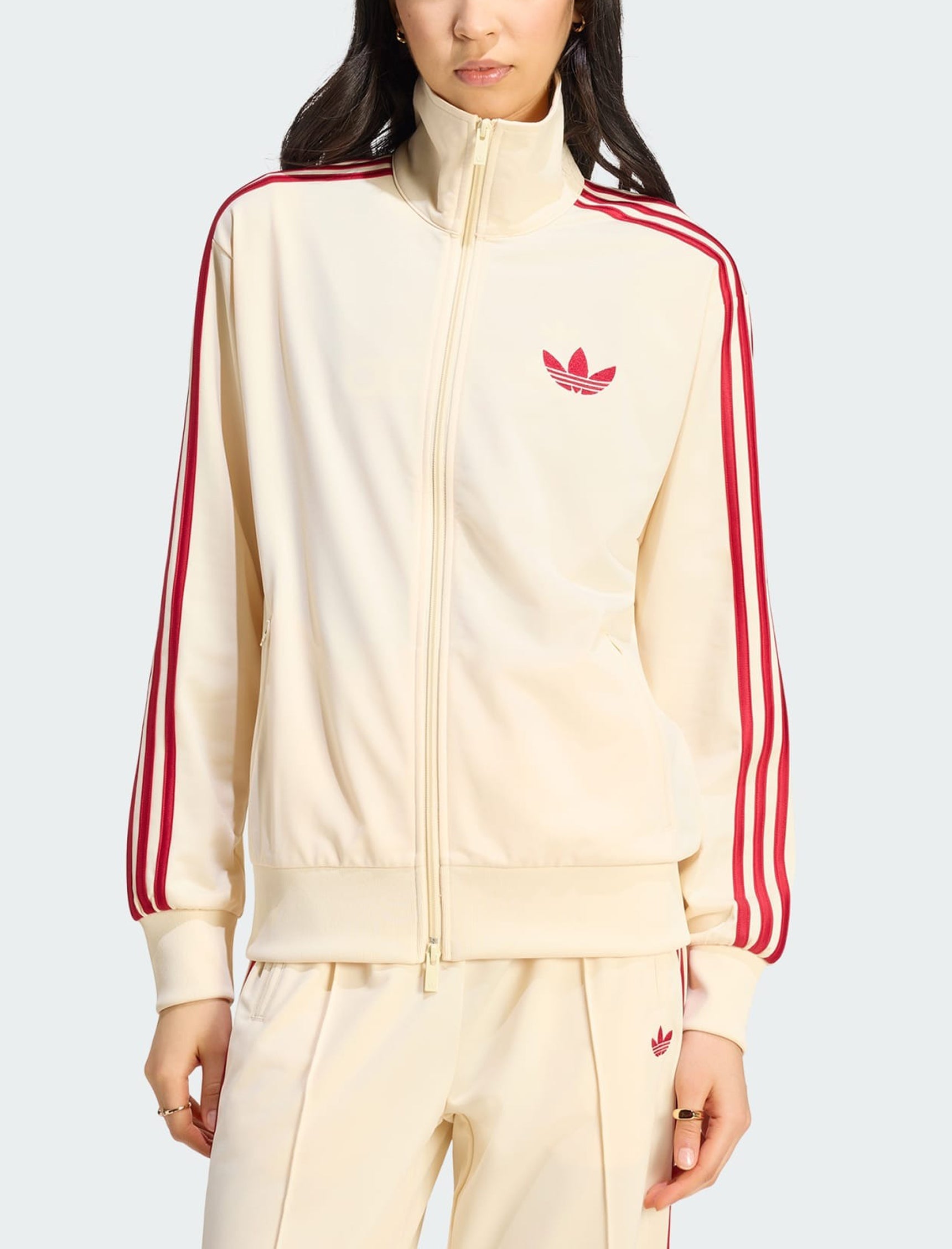 Felpa Adidas Firebird larga KS4674 Warm Vanilla / Team Victory Red