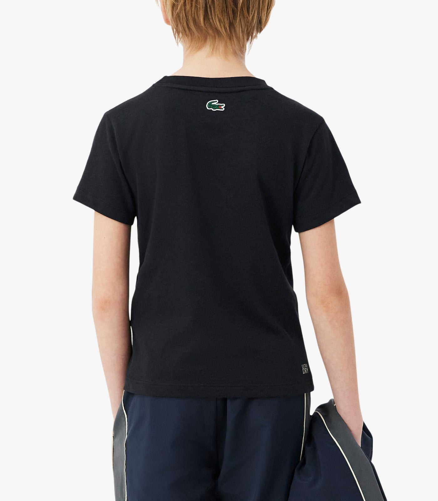 T-shirt Lacoste TJ0803 nero unisex bambino - coccodrillo XXL stampato, tecnologia Ultra Dry, taglie 8A-16A
