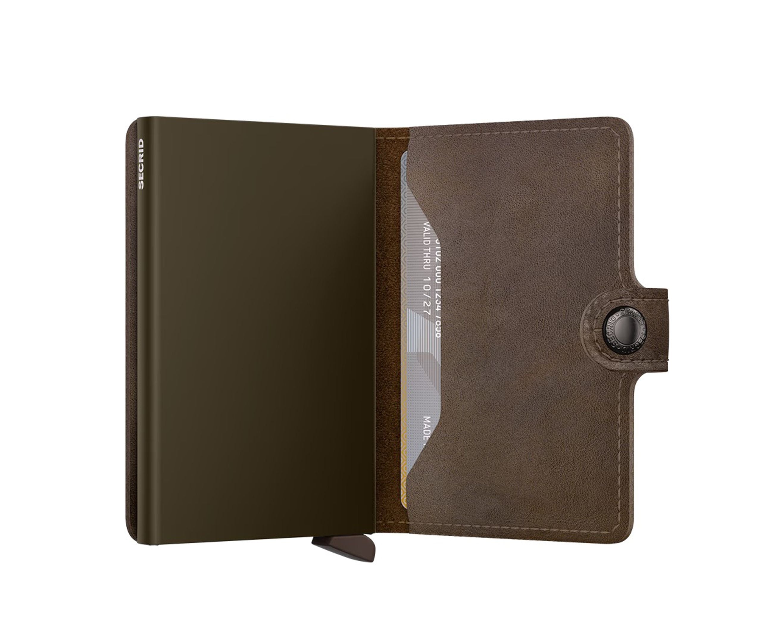 Portafoglio Secrid MV-Oak colore Oak – miniwallet in pelle con protezione RFID e chiusura a bottone