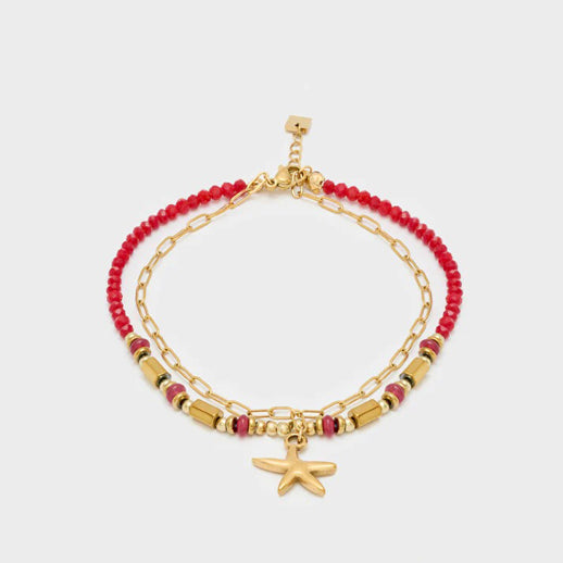Cavigliera Nalì Perline+Stella Acc.Inos EMCV0003 Rosso