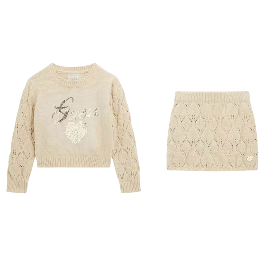 Set GUESS Cenille Sweat Skirt K5BG01 Nocciola toni caldi Bambina