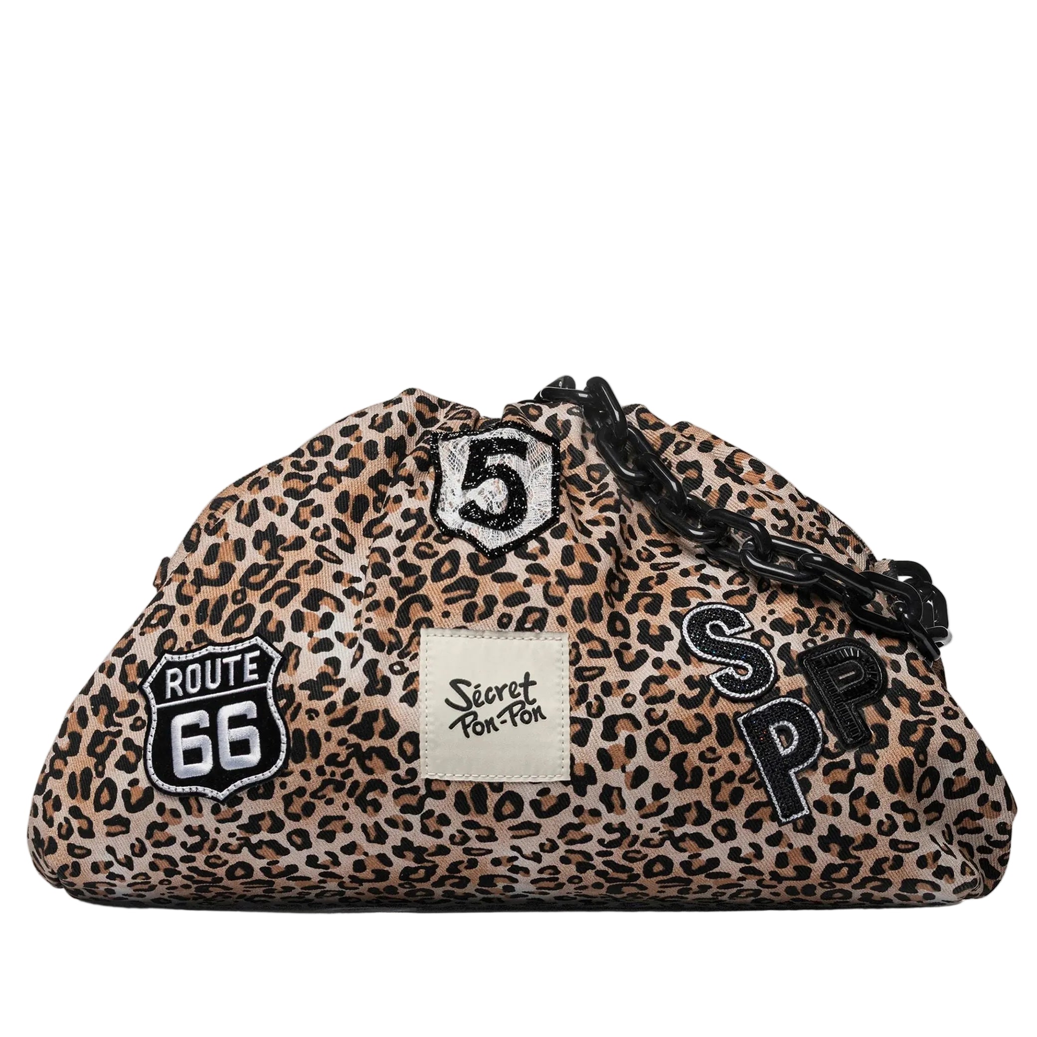 Pochette Sécret Pon-Pon Capri Canvas Leopard Donna – tracolla regolabile, chiusura automatica, H.22xL.37xP.11 cm