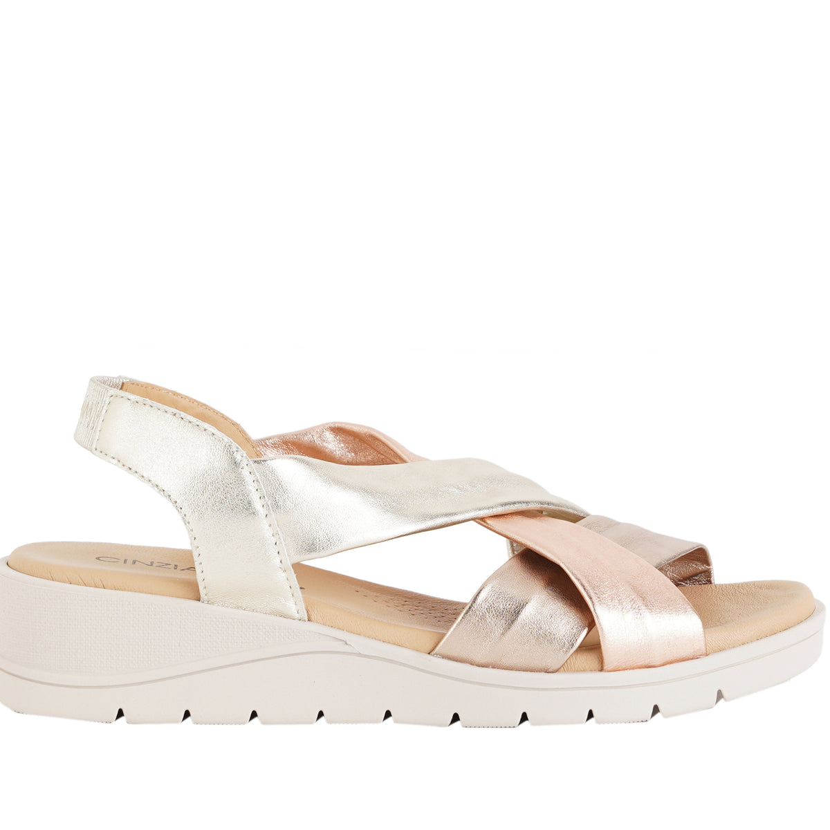 Sandalo comfort donna Cinzia Soft EE32972 pelle con mini zeppa 40 mm