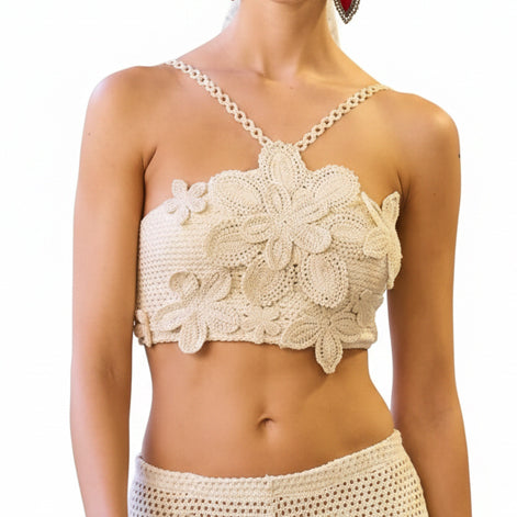 Top rete macramè Raffaela D'Angelo SS20-TP40 Avorio