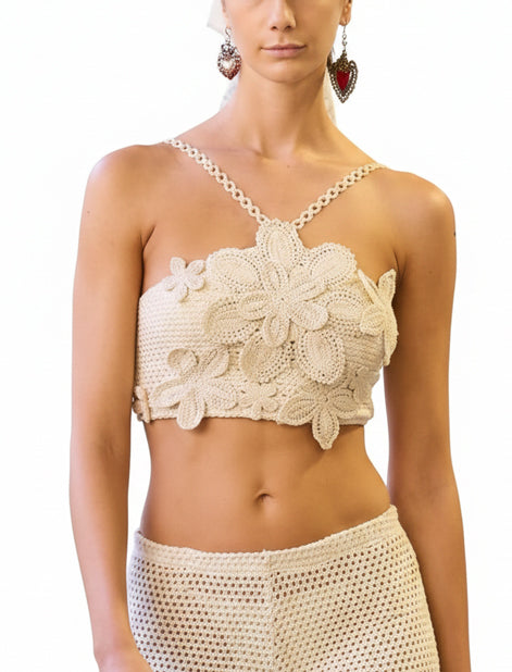 Top rete macramè Raffaela D'Angelo SS20-TP40 Avorio