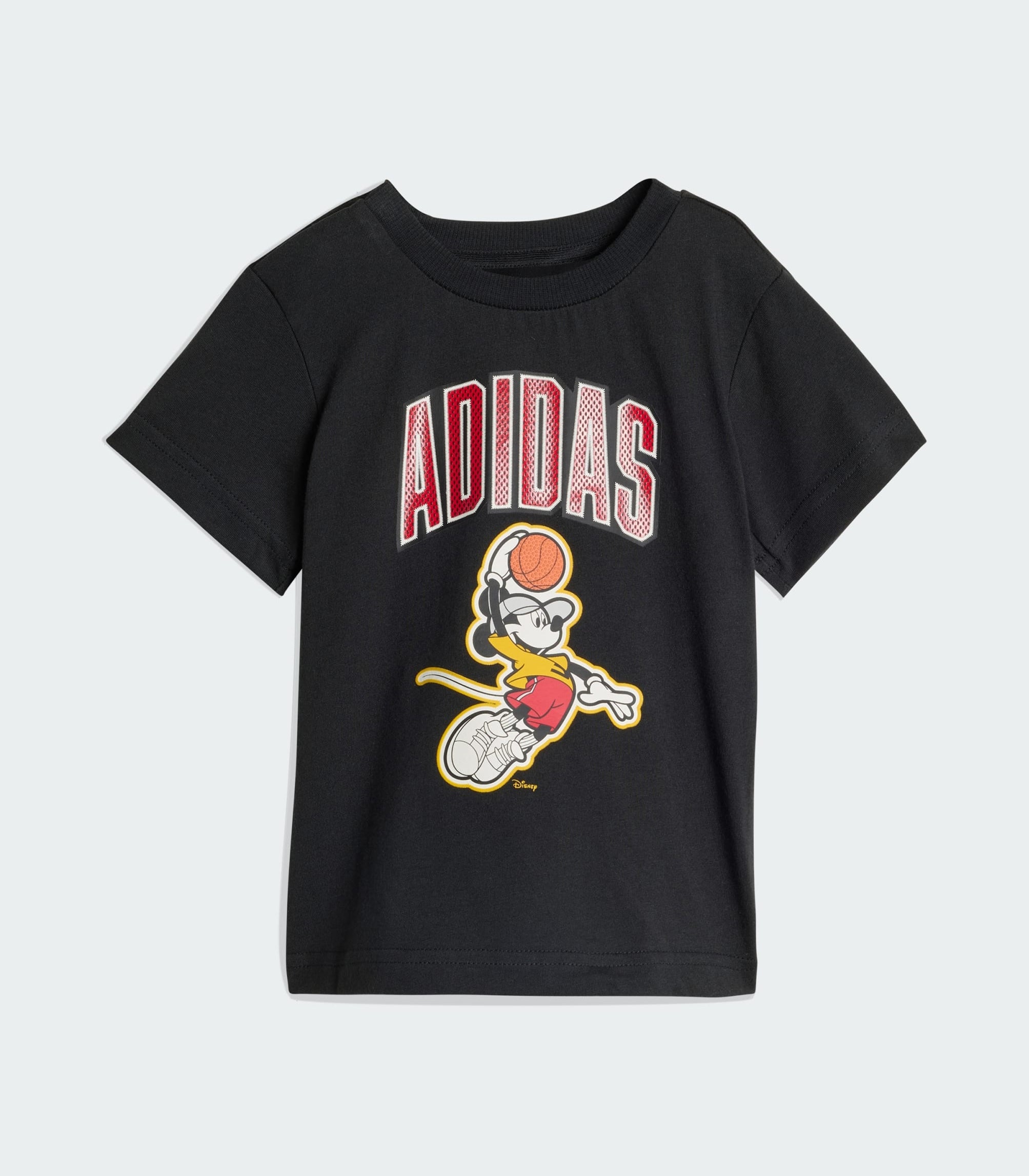 Set t-shirt e short Adidas Disney Mickey Mouse JZ7677 bambino unisex nero e bianco, 100% cotone, taglie dalla neonato a 4 anni