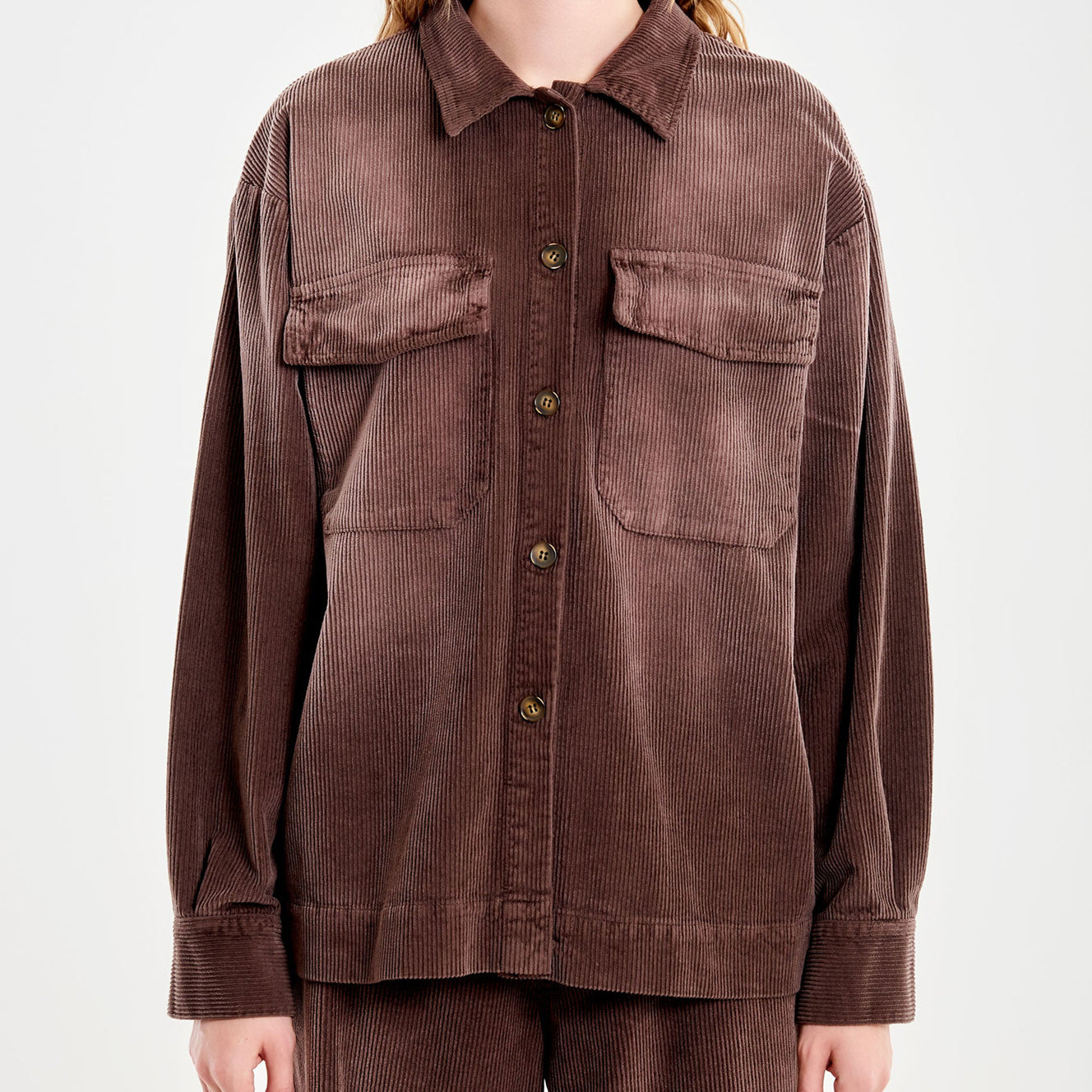 Camicia in velluto a coste VICOLO TF0281 Marrone Donna