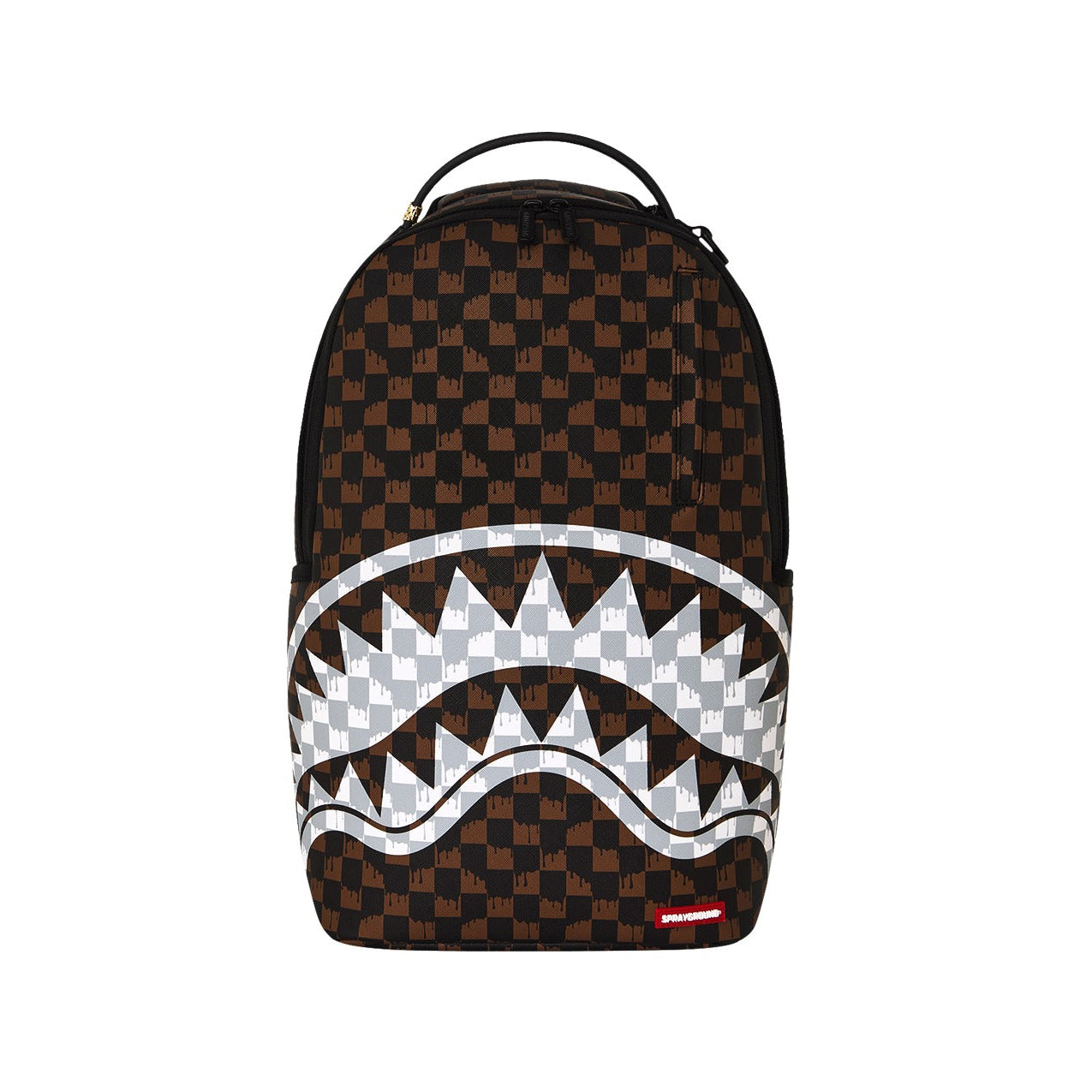 Zaino Sprayground Brown And Cream Drip Check Shark Backpack 910B8552NSZ Unisex Uomo Donna