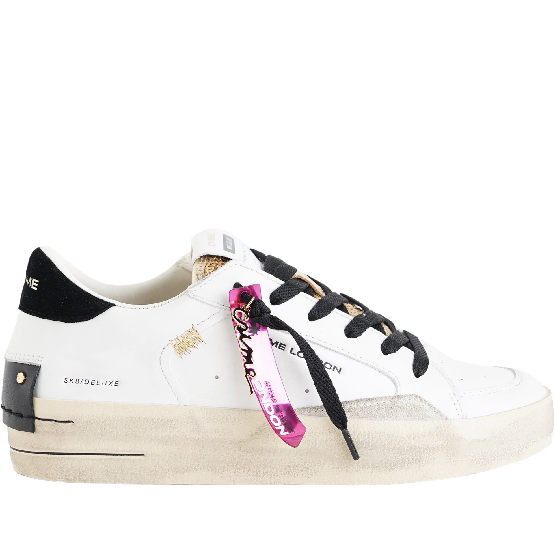 Sneakers CRIME LONDON Sk8 Deluxe Wedge Satin Spell Bianco Donna