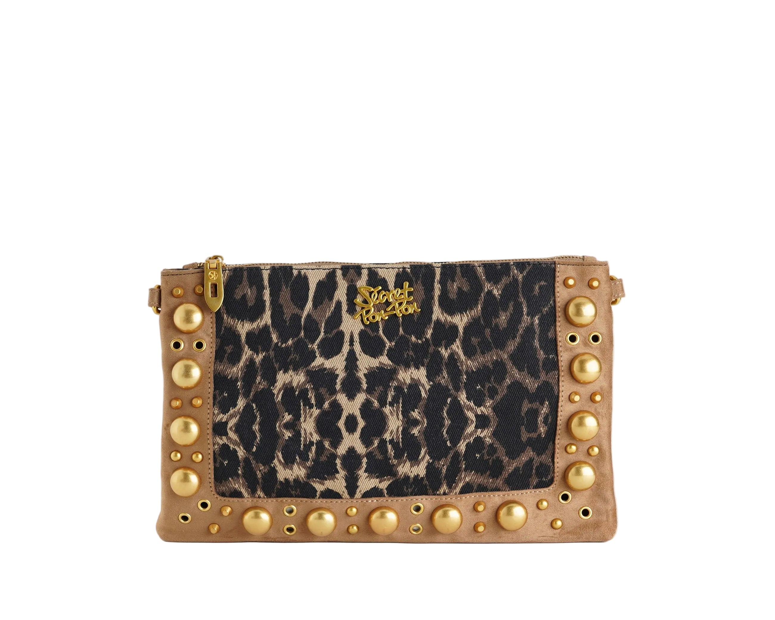 Pochette SECRET PON-PON TATIANA POUCH Leopard Tan