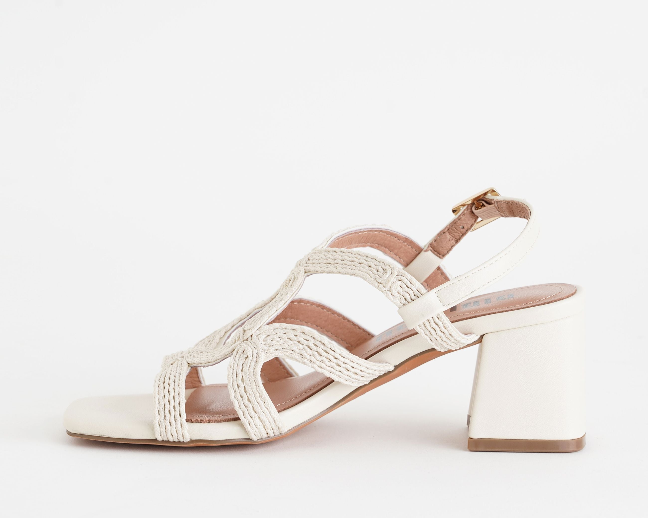 Sandali con tacco Bibi Lou Meli 876Z94HG Off White Donna – vista frontale, tomaia in tessuto e sintetico con cinturino regolabile, tacco 60 mm