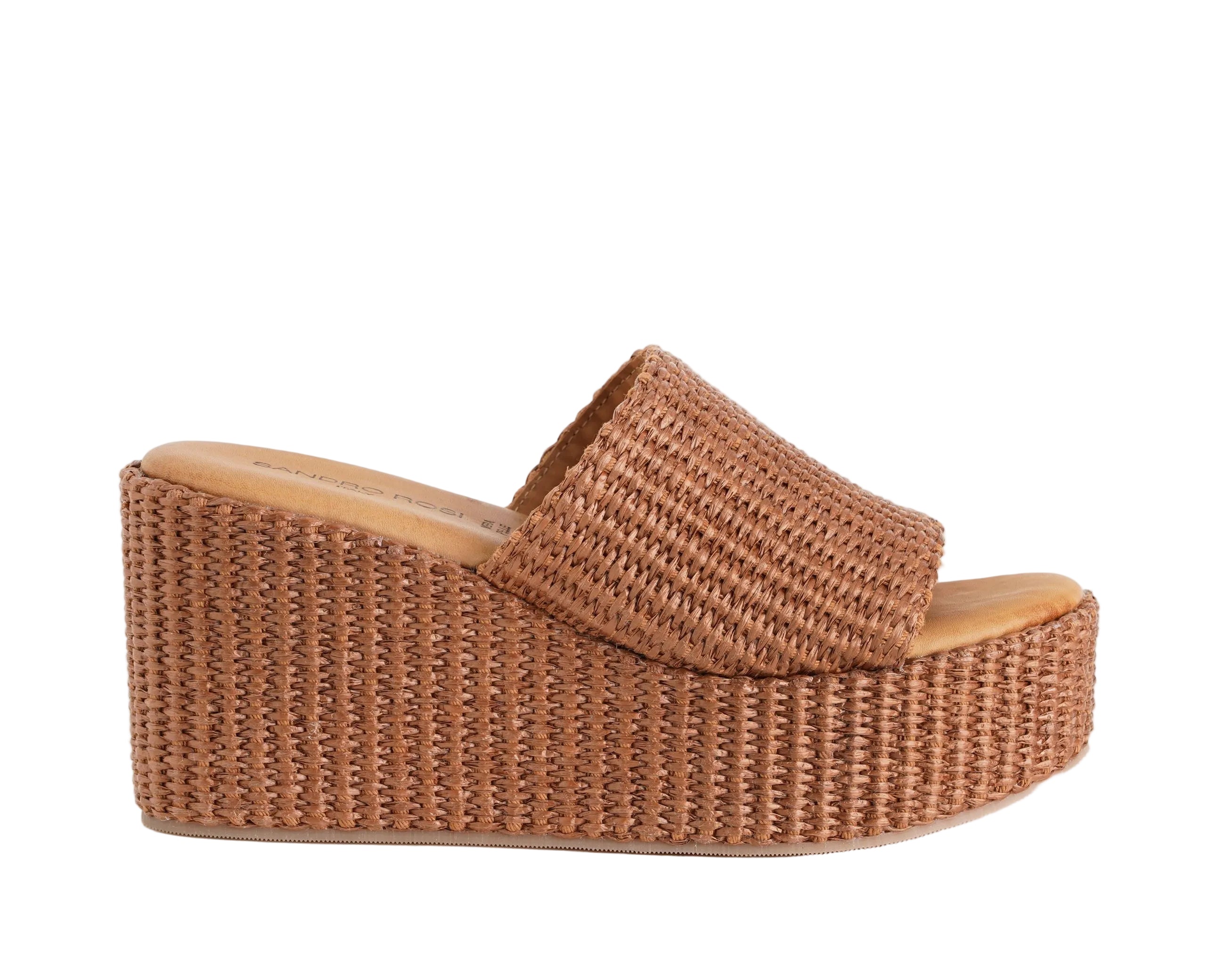 Sandali con zeppa SANDRO ROSI 4284 Rafia Cuoio – Donna