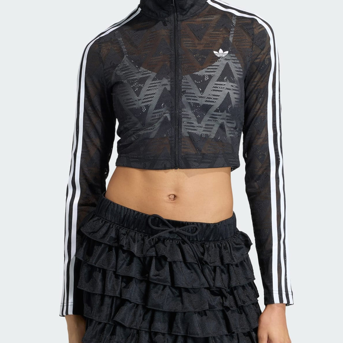 Top Adidas Classic Lace Firebird KD0349 nero donna vista frontale