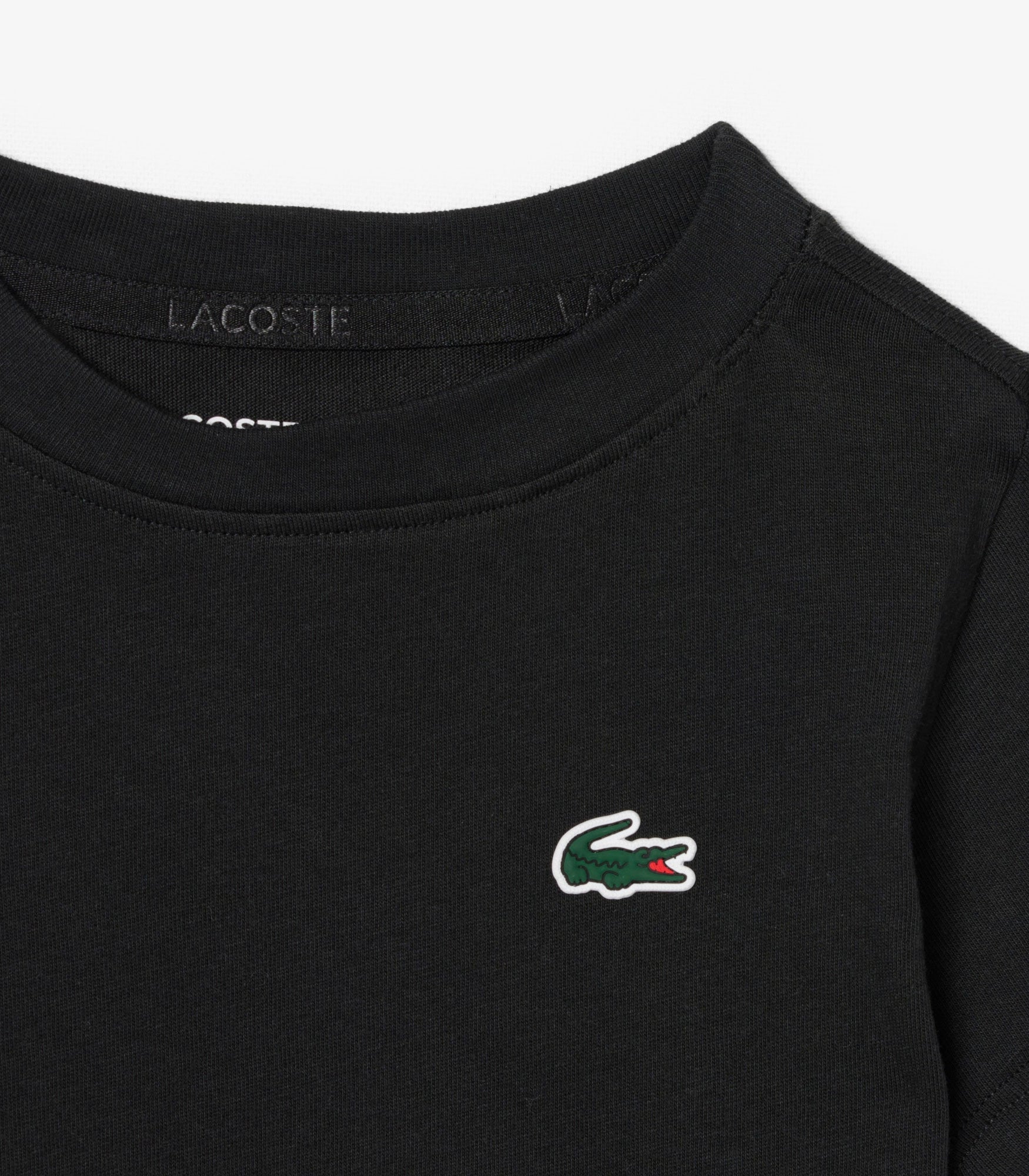 T-shirt Lacoste TJ0777 nero unisex bambino - tecnologia Ultra Dry, cotone organico, taglie 8A-16A
