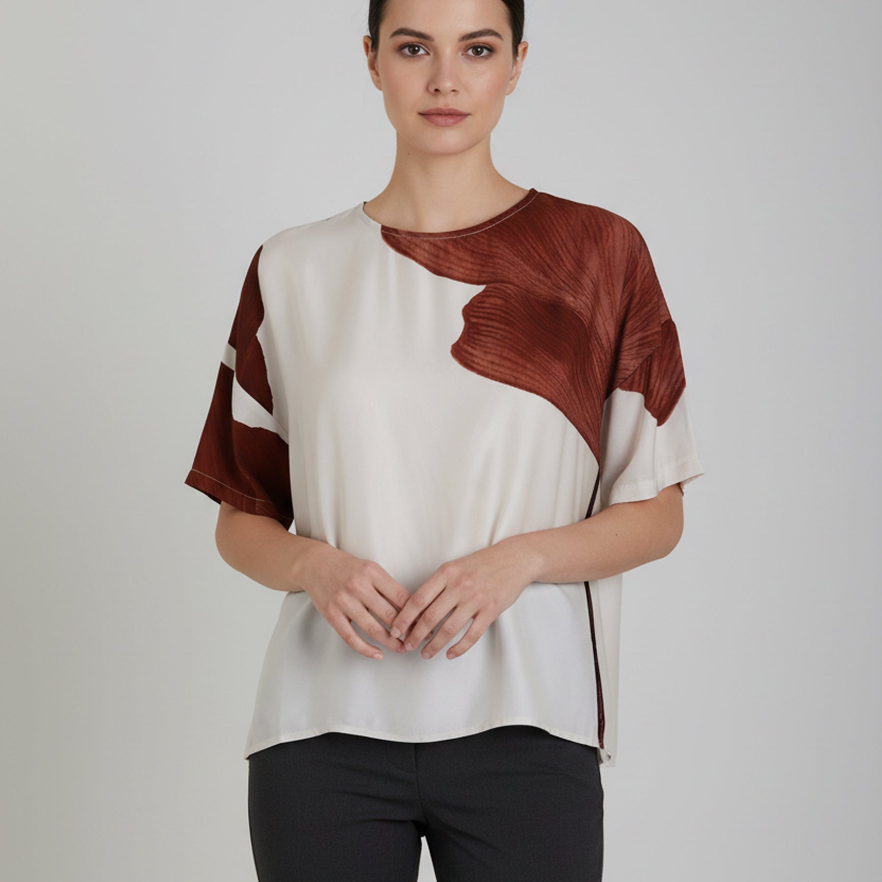 Blusa Anonyme Leaf A76SB087 Brick