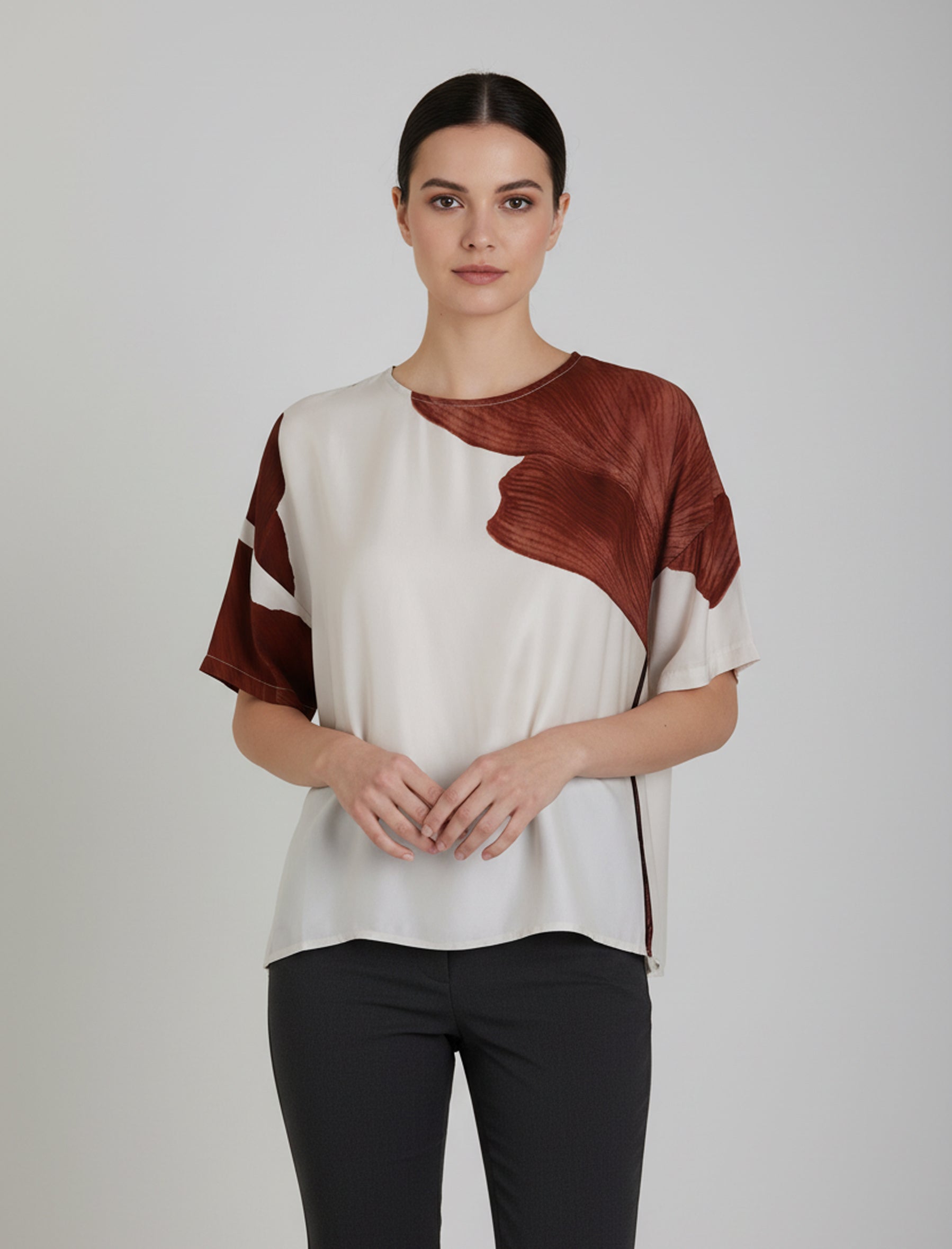 Blusa Anonyme Leaf A76SB087 Brick