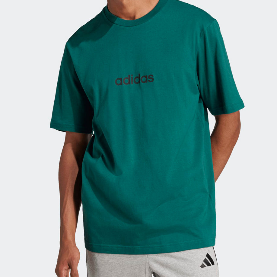 T-Shirt Adidas M Lin Sj T JE8997 collegiate green stampa 100% cotone uomo vista frontale
