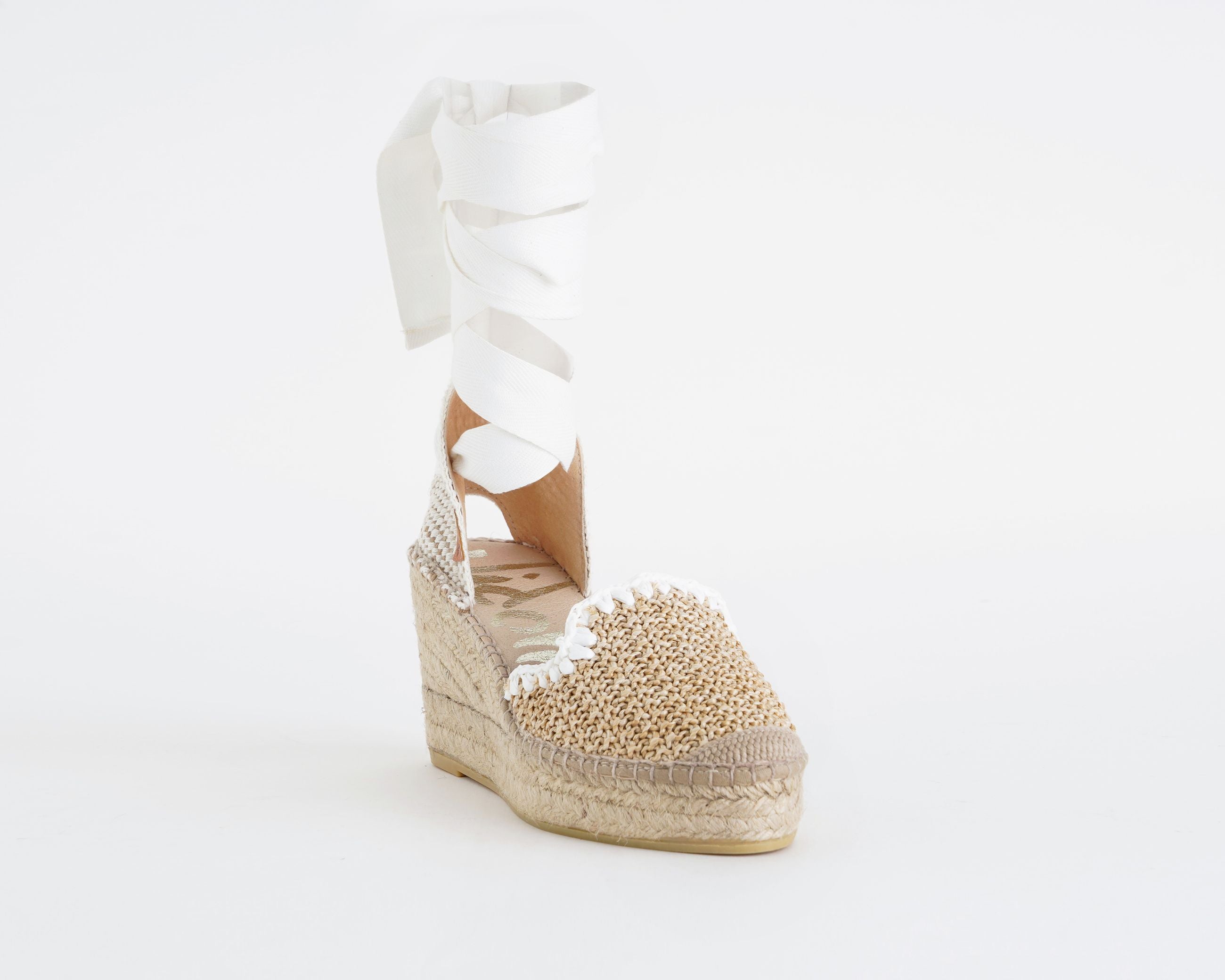 Vidorreta 0247 Ceilan Espadrillas Raffia Zeppa Lacci Donna VIDORRETA Natural Blanco