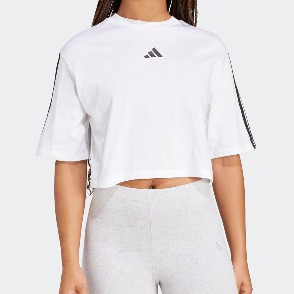 T-Shirt crop ADIDAS W 3S Sj Tlr T JD4999 Bianco Donna
