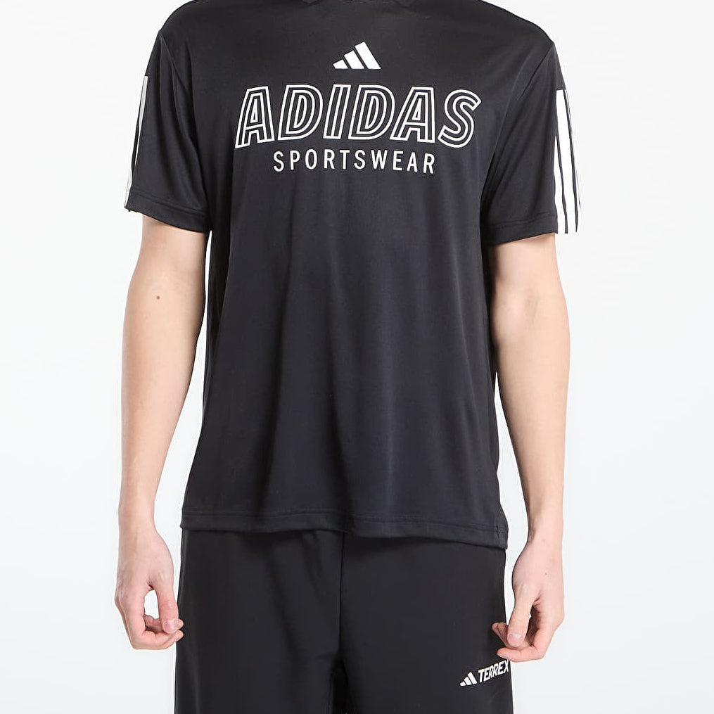 T-shirt Adidas House Of Tiro Wordmark KB1597 nera uomo vista frontale