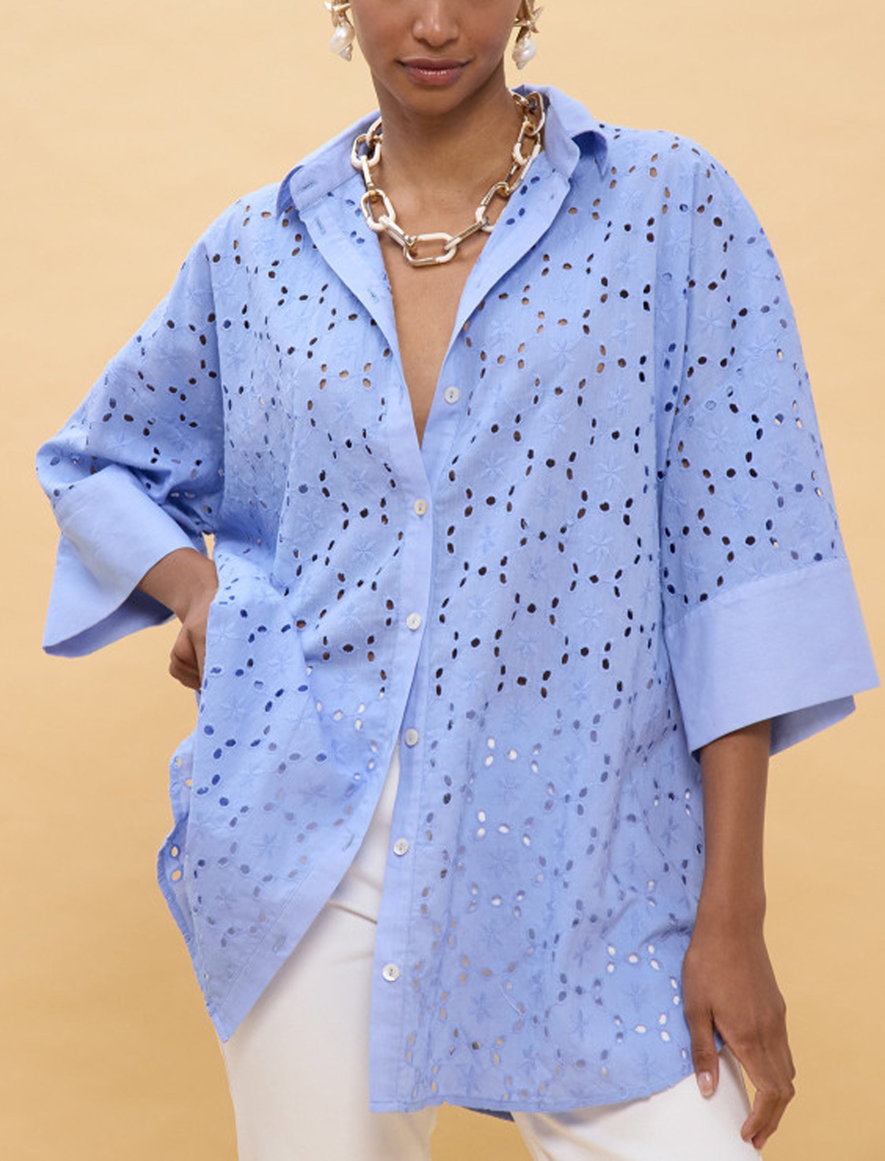Camicia corta oversize Lola Casademunt LS2616018 Blu
