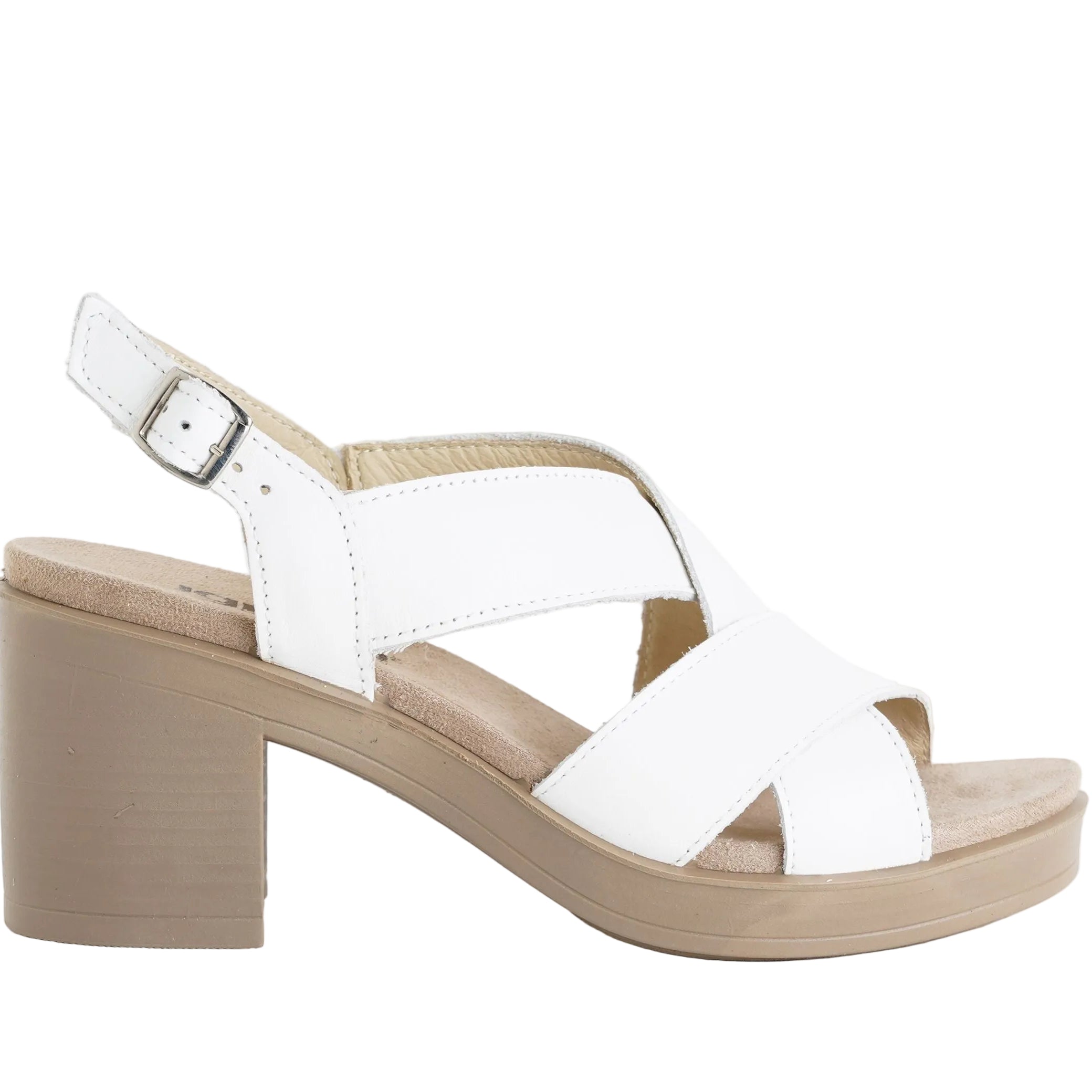 Sandalo con tacco IGI&CO 1171222 bianco da donna, tomaia in nappa e cinturino regolabile, tacco 70 mm