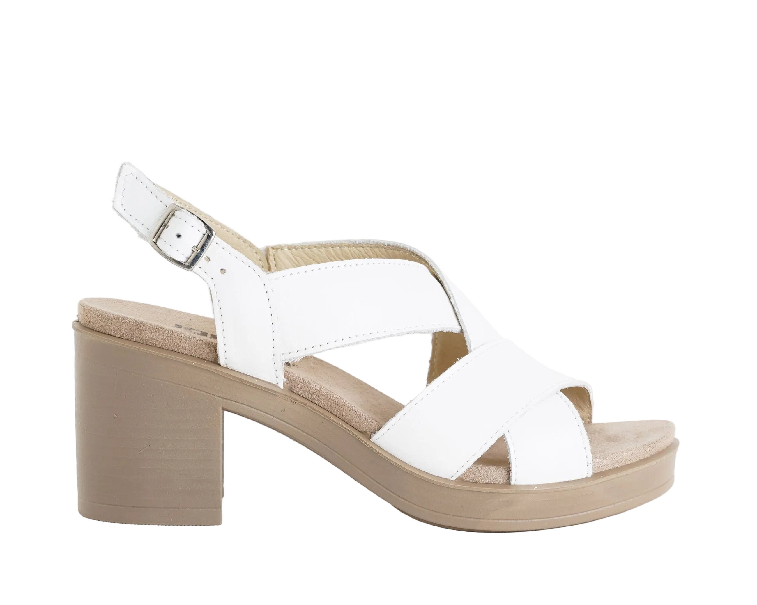 Sandalo con tacco IGI&CO 1171222 bianco da donna, tomaia in nappa e cinturino regolabile, tacco 70 mm