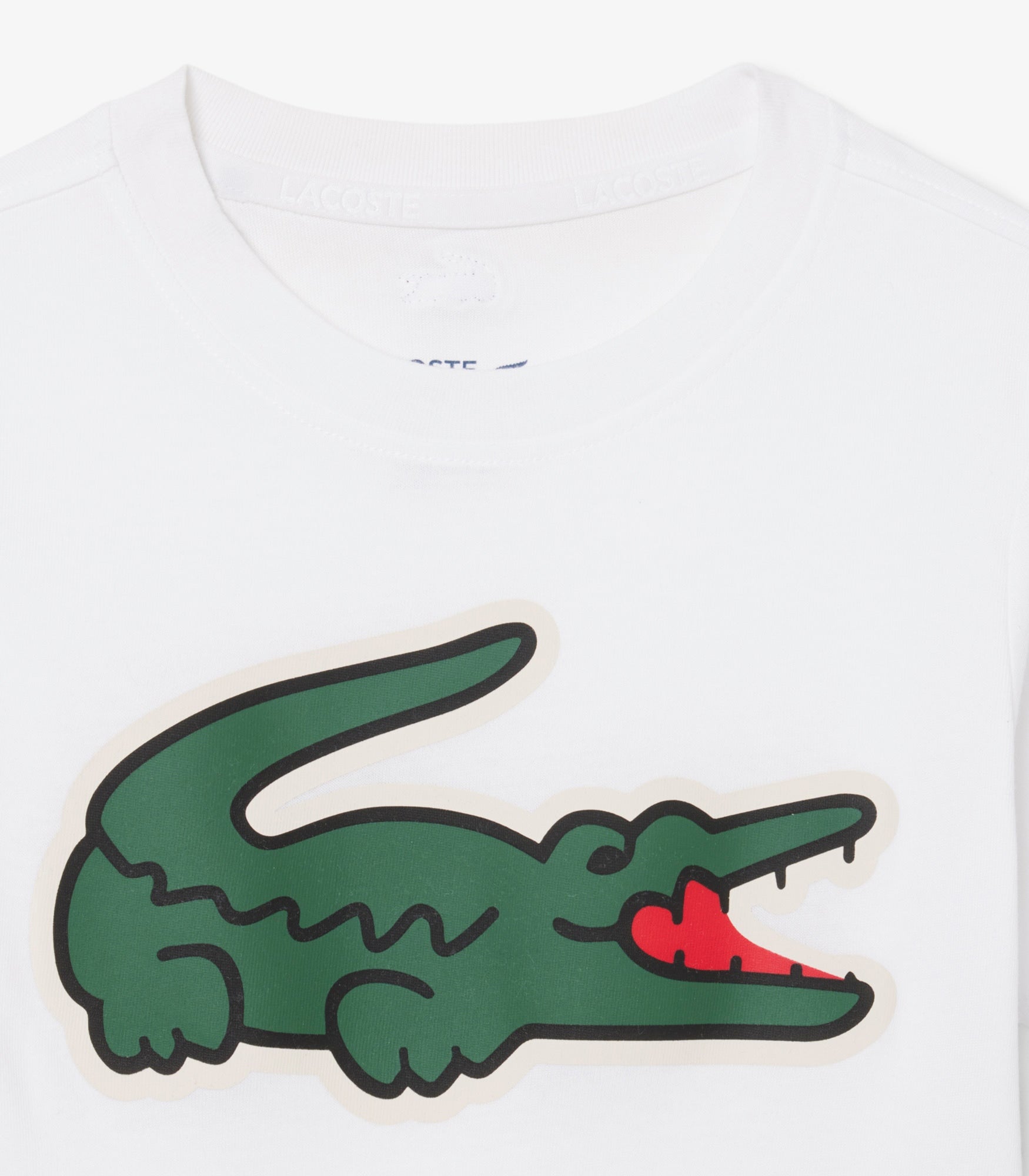 T-shirt Lacoste TJ0803 bianco unisex bambino - coccodrillo XXL stampato, tecnologia Ultra Dry, taglie 8A-16A