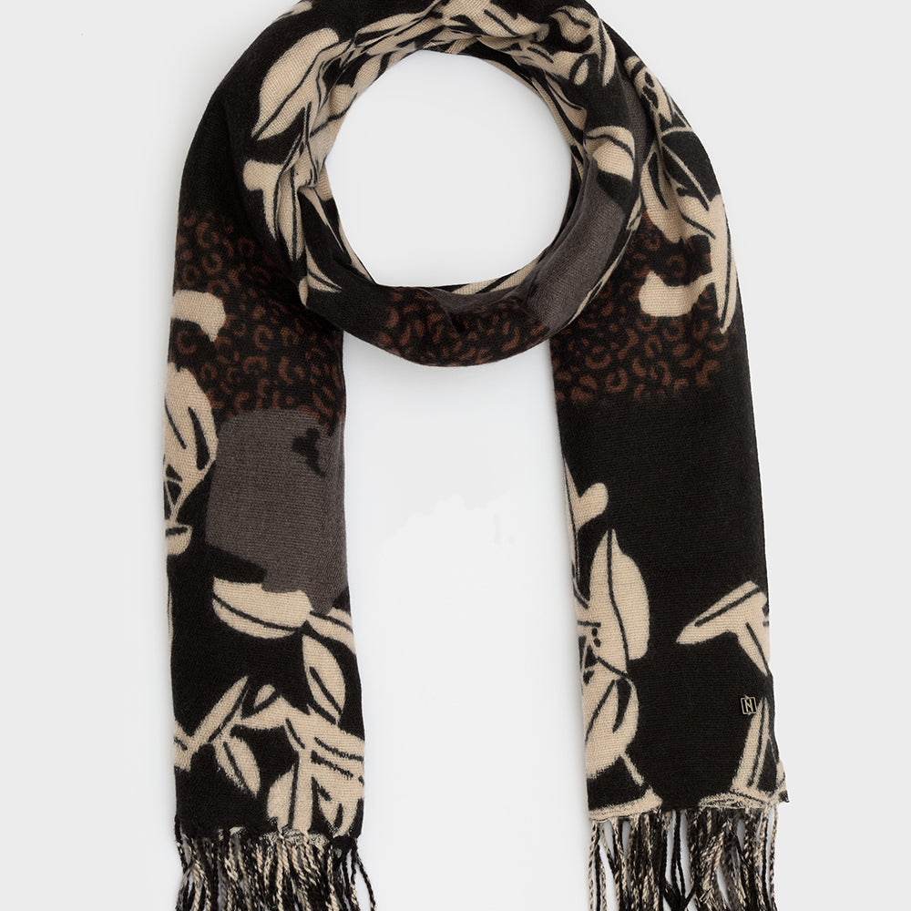 Sciarpa NALI' FIORI+MACULATO LASC0305 Nero/Grigio Donna
