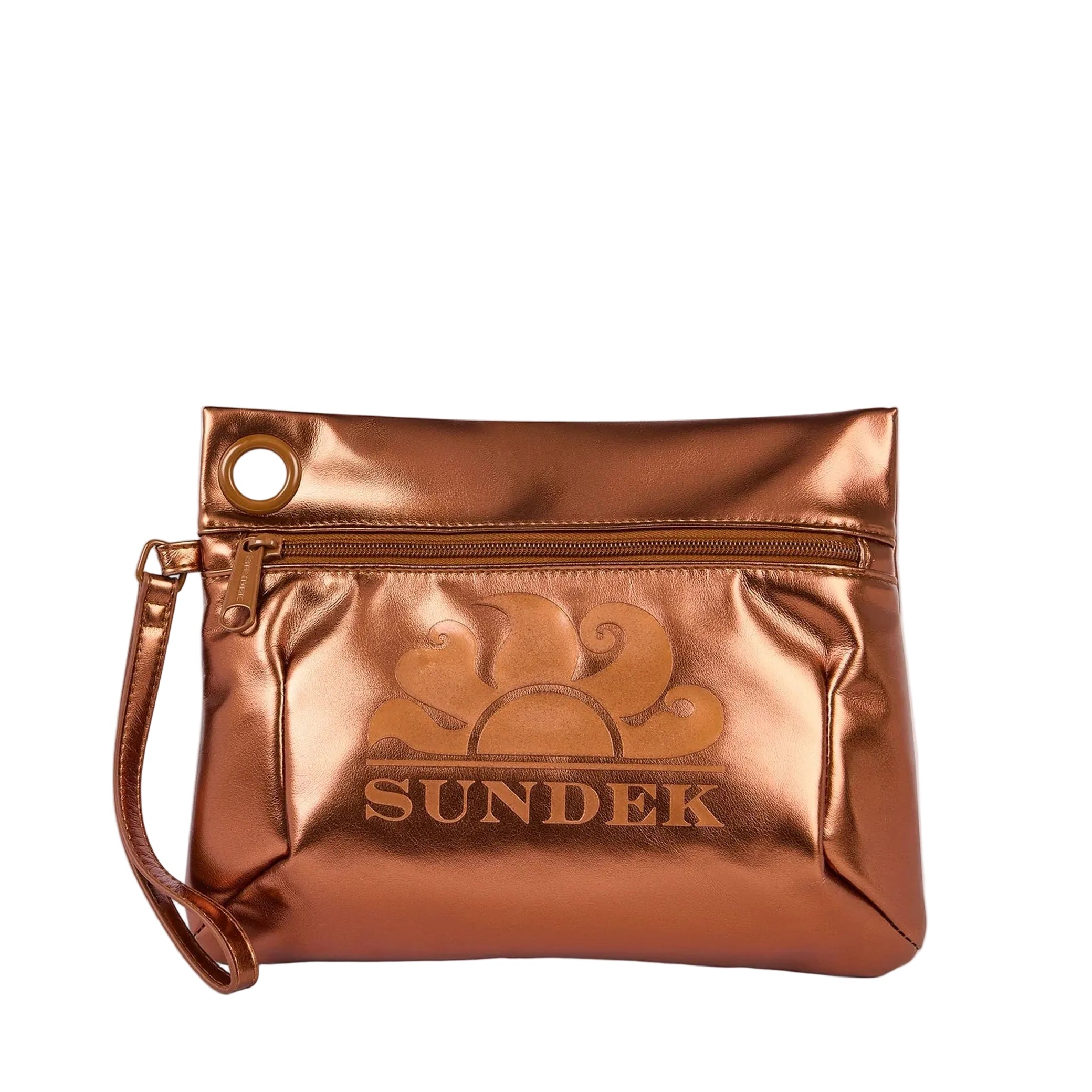 Clutch laminata con logo Sundek AW416ABPU7LA Coffee