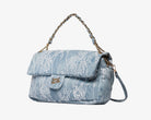 Borsa a mano Sécret Pon-Pon Charlotte L Lace Denim Donna – tracolla regolabile, chiusura patta e zip, H.18xL.26xP.11 cm

