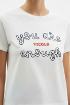 RAB0280 VICOLO T-shirt donna stampa YOU ARE VICOLO ENOUGH colore Bianco