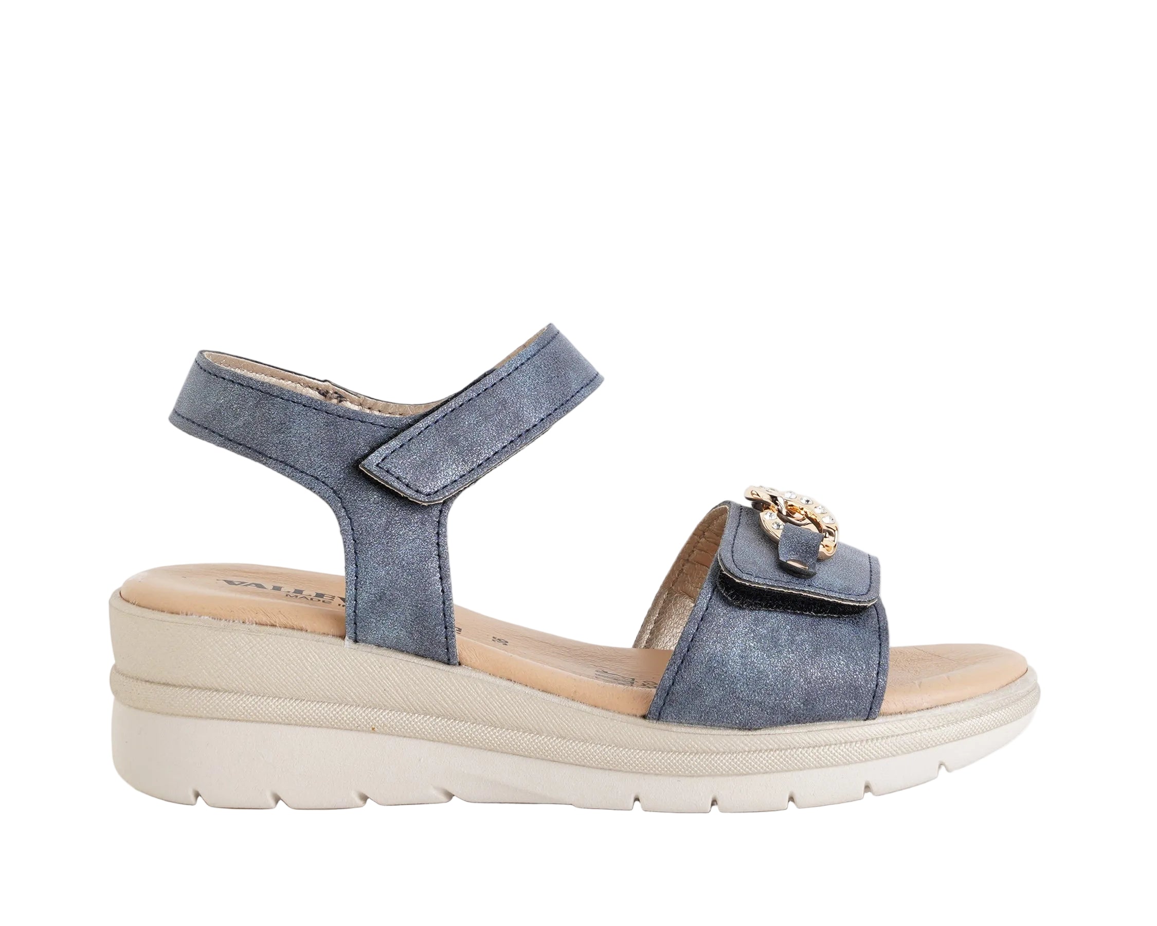 Sandalo con zeppa Valleverde 55566 Blu Donna