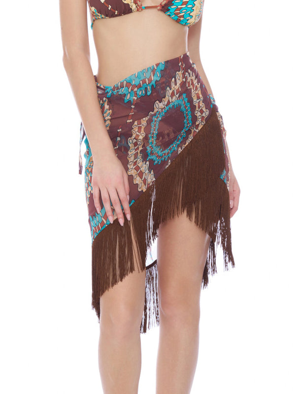 Pareo con frange Miss Bikini V6007D W0458 Donna