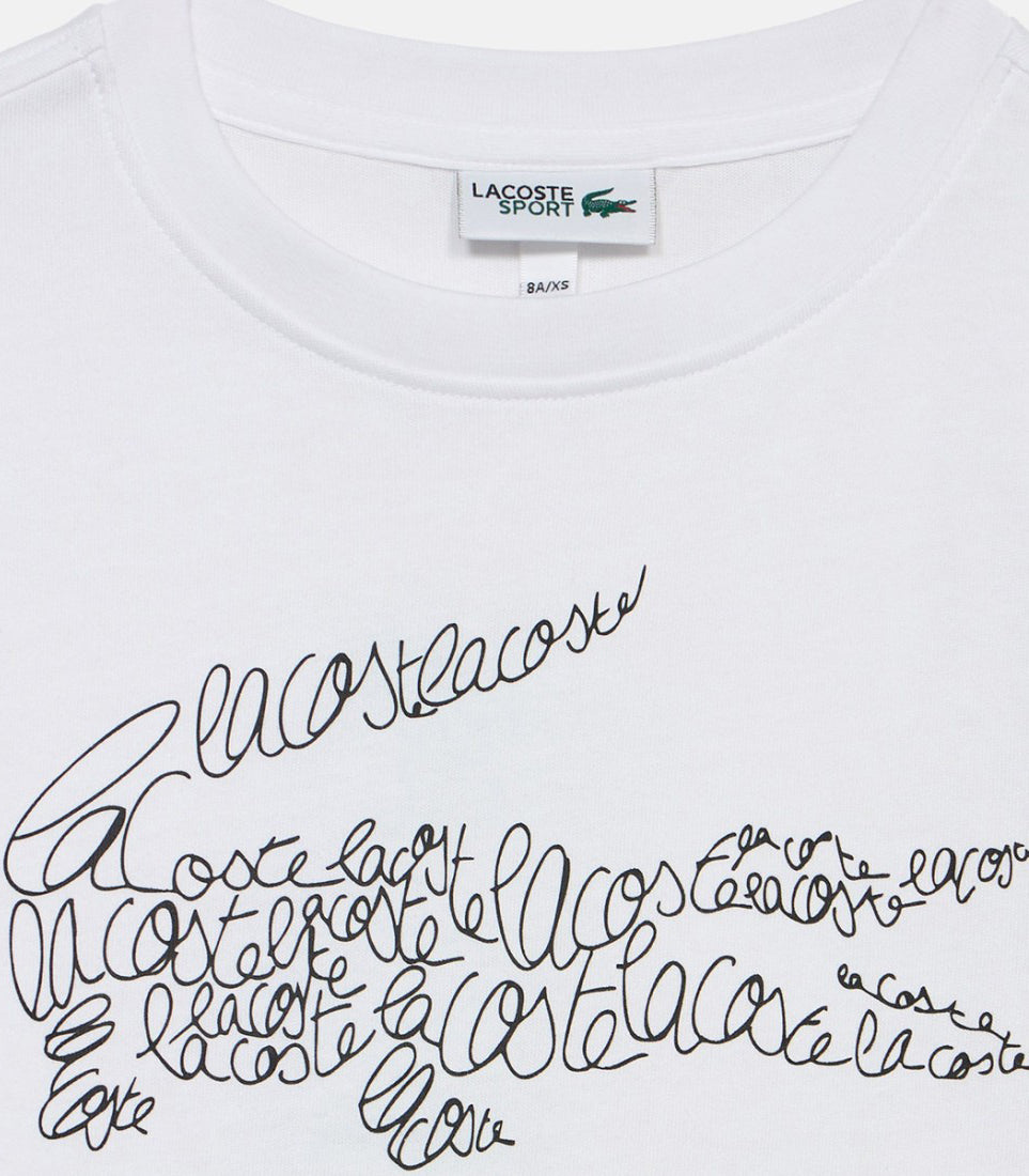 T-Shirt Lacoste bambino bianca in cotone – 947832-W8L