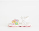 Sandalo Lelli Kelly Eloise bambina bianco fantasia floreale con perline e paillettes ricamate