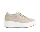Sneakers con zeppa IGI&CO 1146811 sabbia da donna, tomaia in tessuto con lacci, zeppa 50 mm
