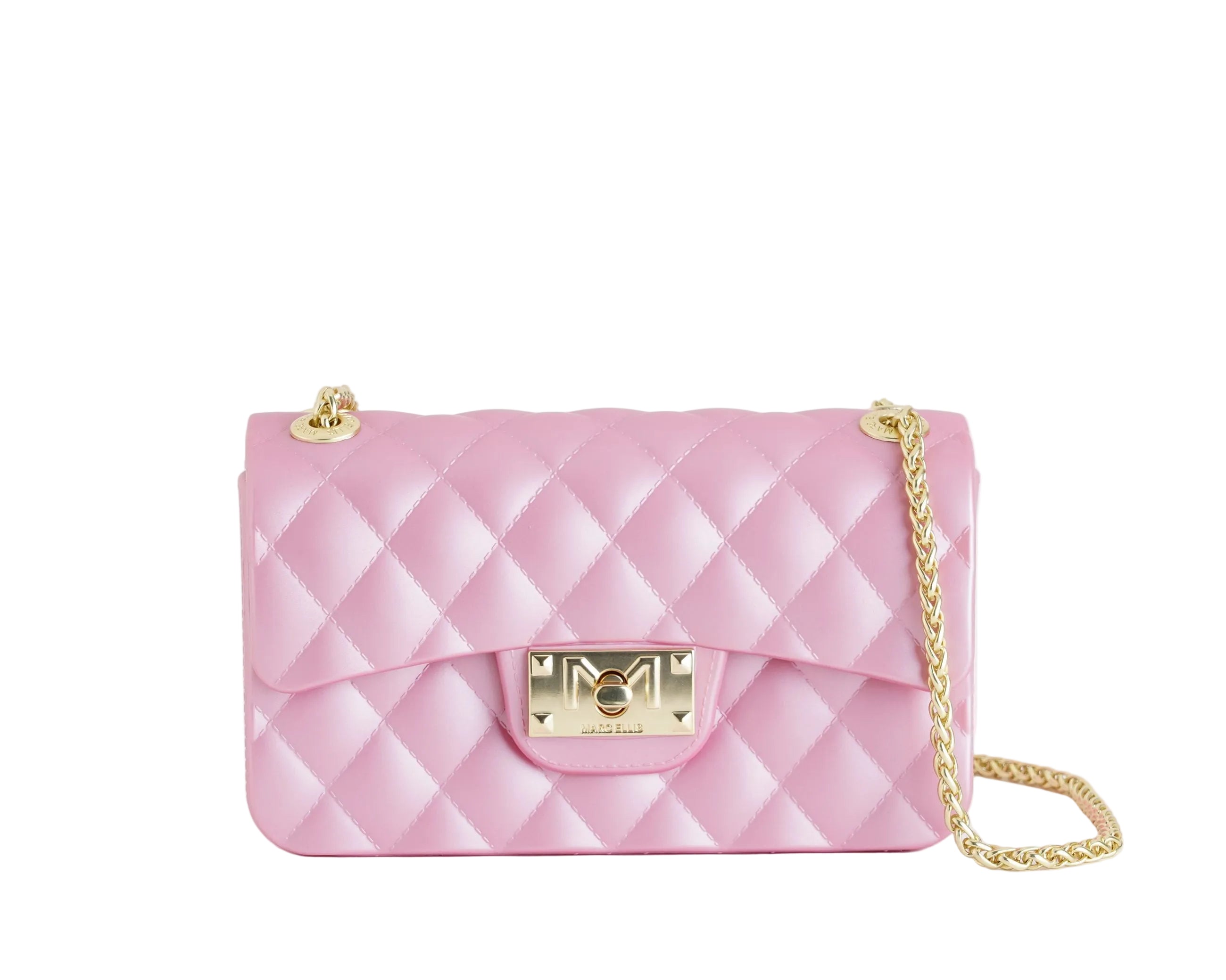 Borsa a spalla Marc Ellis Flat Falcon XS Donna Cashmere Rose Matt Gold - Vista frontale