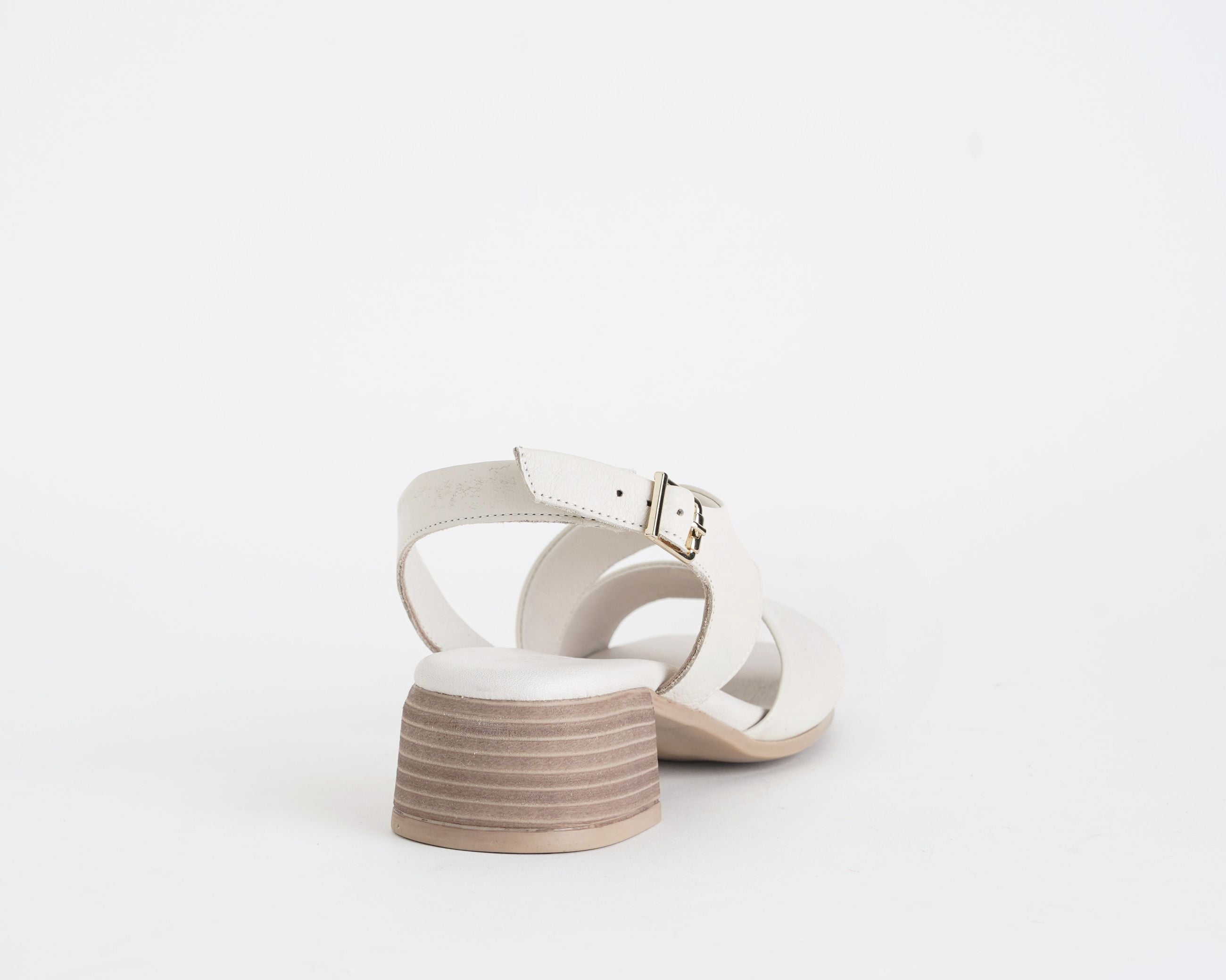 Sandalo Melluso K56062Q crema donna - Nappa sottopiede in pelle suola gomma tacco 4 cm taglie 36-40