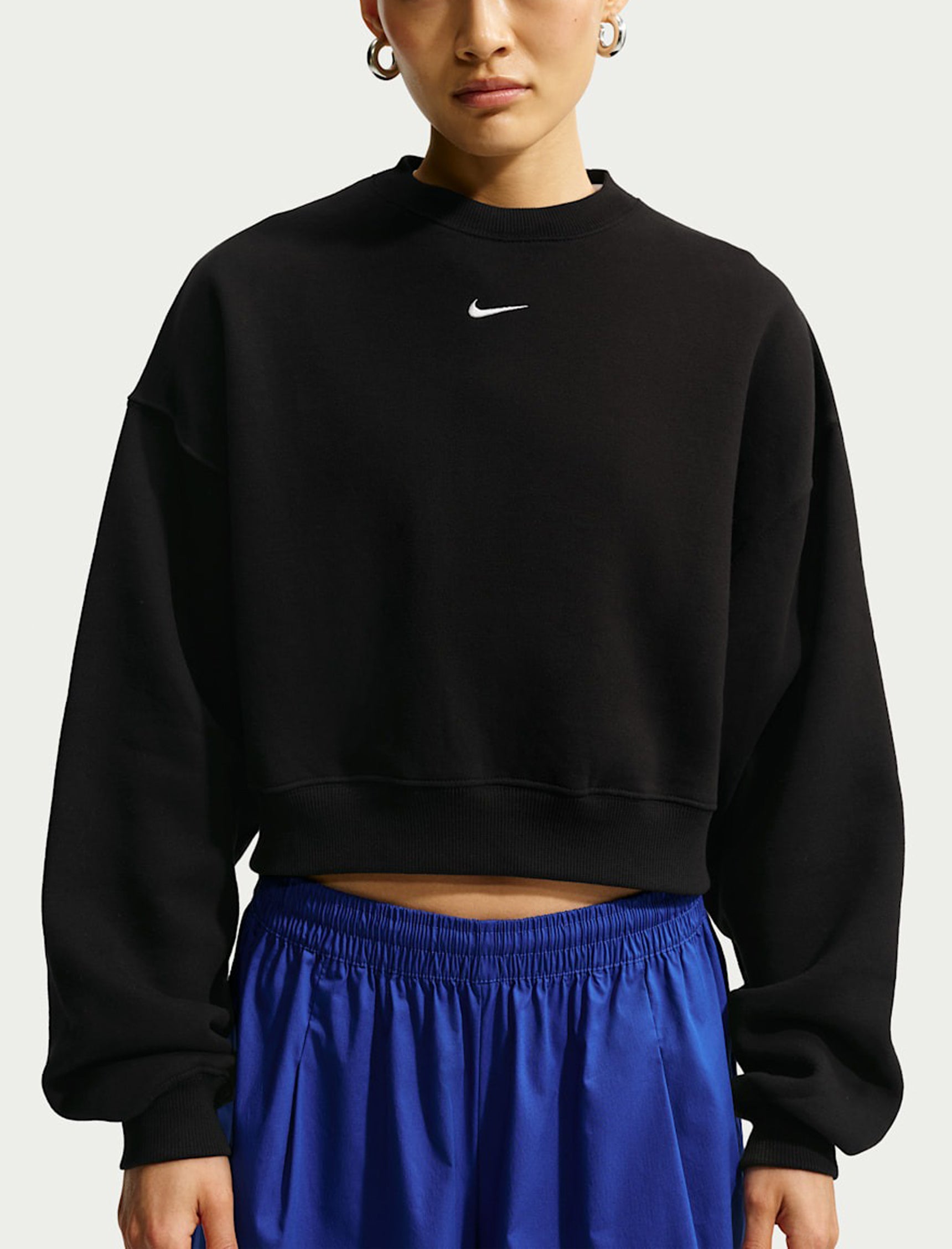 Felpa girocollo corta oversize Nike Studio IM8497-001 Total Black/(Sail)