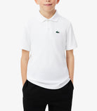 Polo Lacoste DJ0824 bianco unisex bambino - tecnologia Ultra Dry, poliestere elasticizzato, taglie 8A-16A