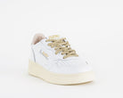 AUTRY Medalist Low AULW SW01 sneakers donna pelle bianca lurex oro