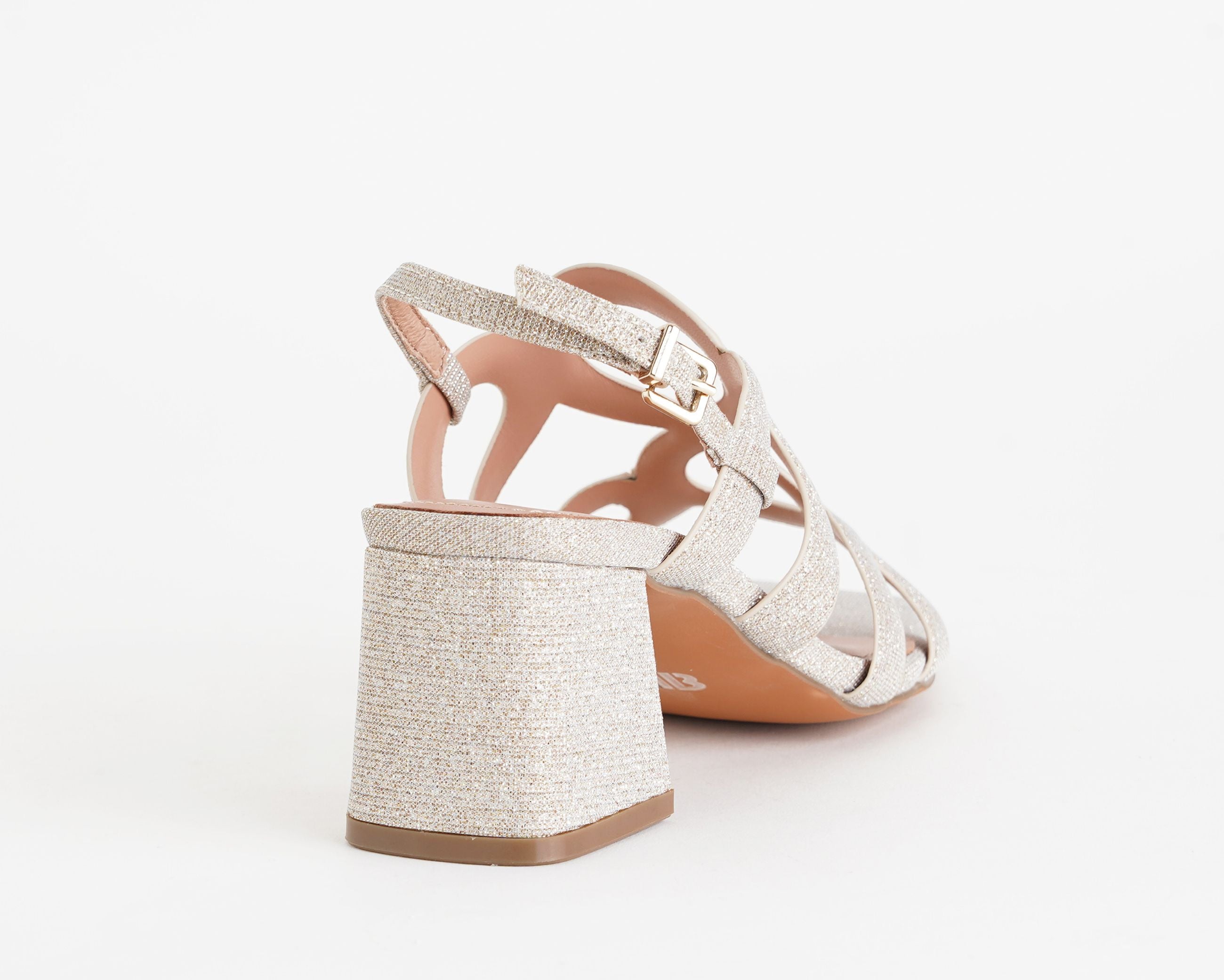 Sandali Bibi Lou Crysia nude, cinturino regolabile alla caviglia con dettagli in cristallo, tacco 6 cm
