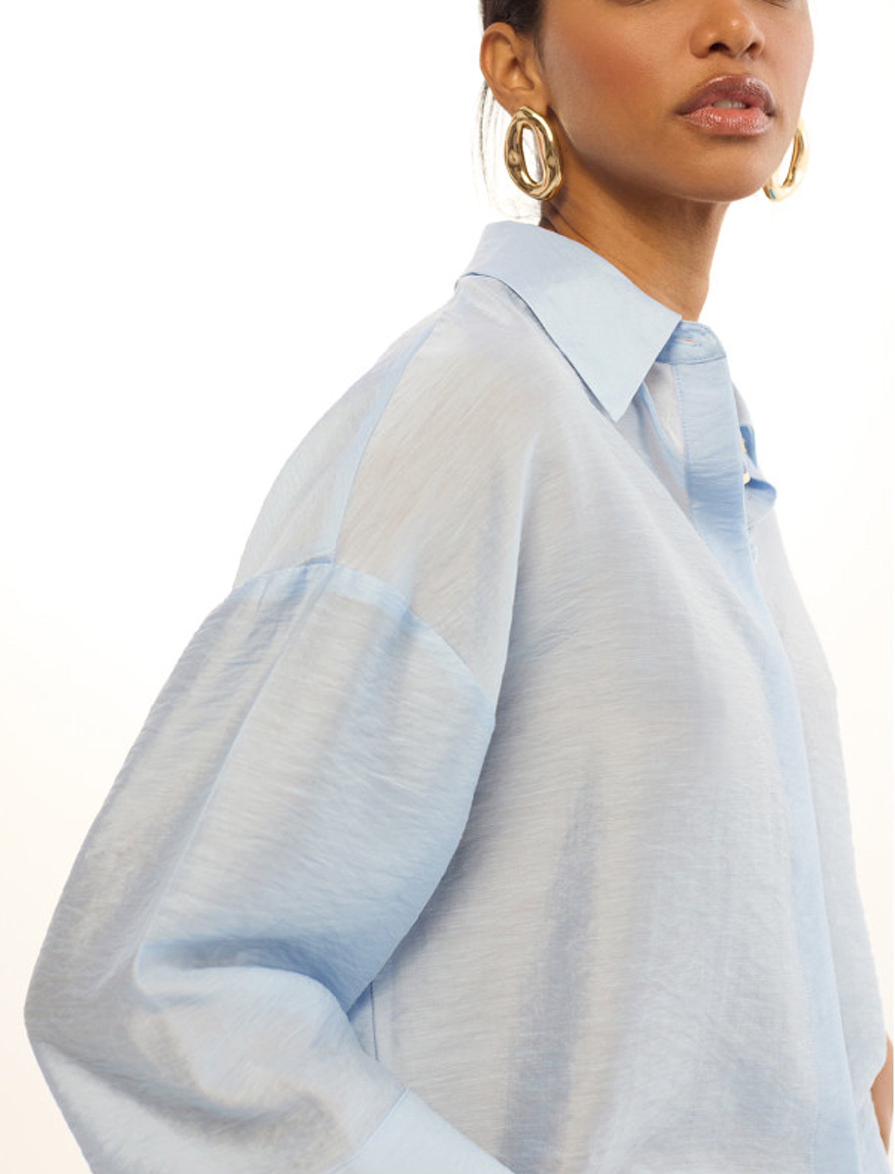 Camicia oversize in lino a maniche corte Lola Casademunt LS2615054 Azzurro 