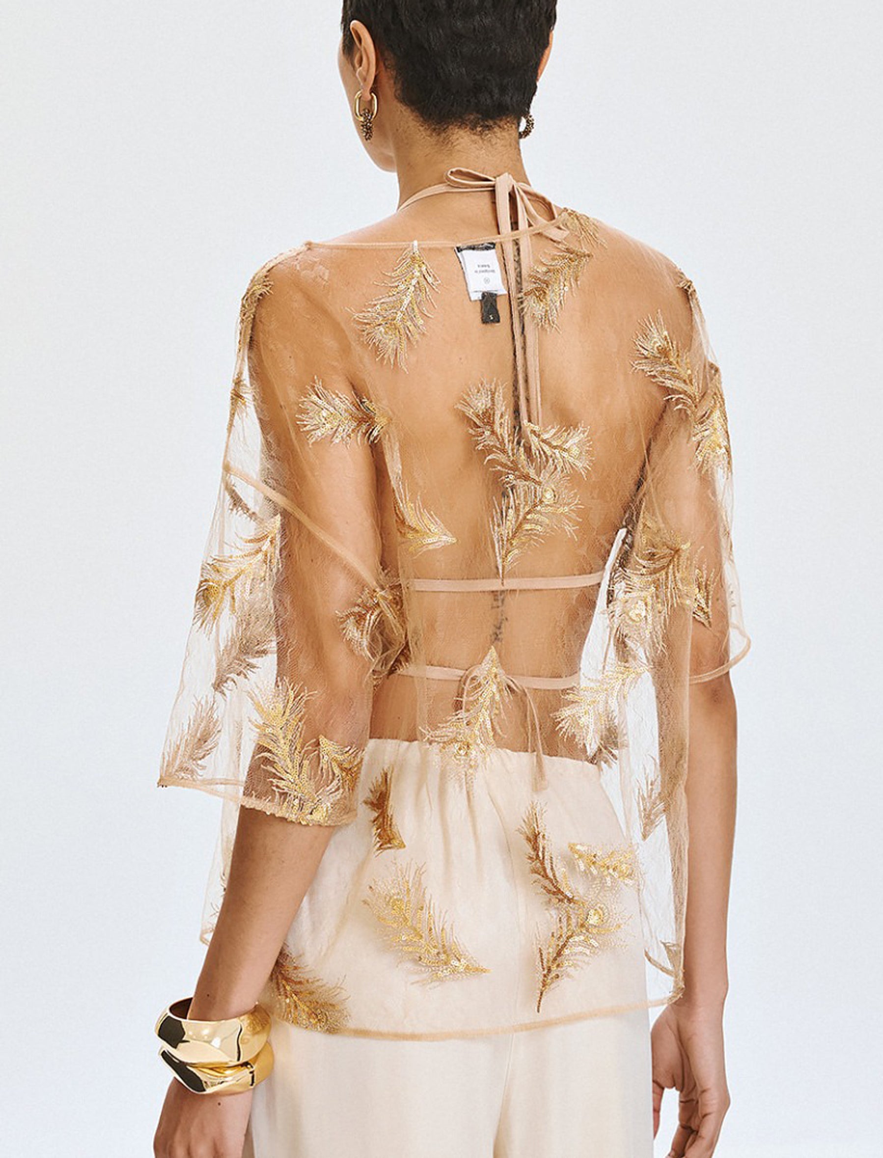 T-Shirt trasparente con paillettes Access Fahion 63-2017-354 Gold