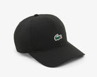 Cappellino sportivo Lacoste RK0846 nero unisex bambino - taffetà a rombi, cinturino regolabile, coccodrillo in silicone