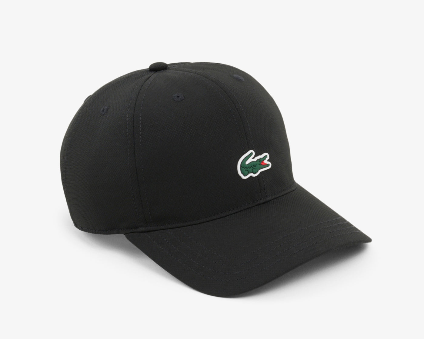 Cappellino sportivo Lacoste RK0846 nero unisex bambino - taffetà a rombi, cinturino regolabile, coccodrillo in silicone