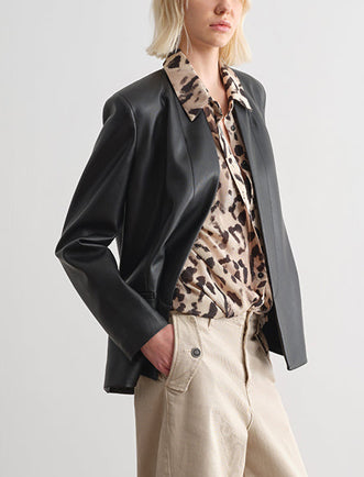 Giacca effetto pelle in tinta unita JIJIL JPI25GI339.0EP0031 Nero Donna