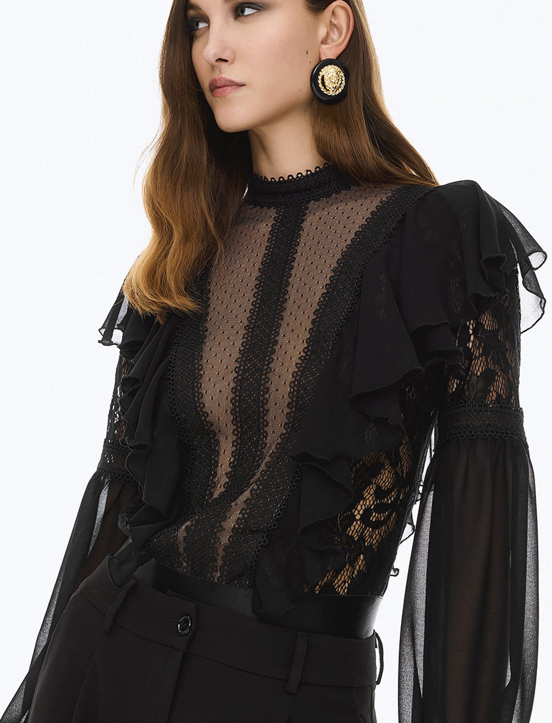 Body in pizzo e trasparenze Access Fashion Y25-2022 Nero